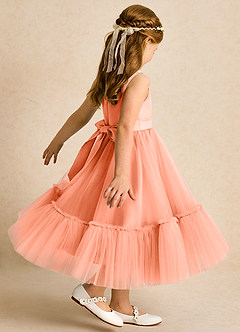 Azazie Miracle Flower Girl Dresses Sunset A-Line Bow Matte Satin Dress image5