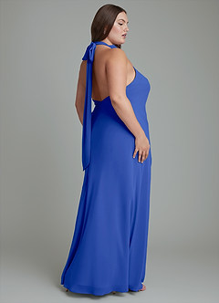 Azazie Velli Abiti da Damigella Abito Sirena in Chiffon Collo alto Blu Reale image6