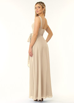 Azazie Alva Final Sale Champagne A-Line Pleated Chiffon Dress image4