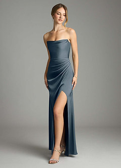 Azazie Leonis Bridesmaid Dresses Twilight Mermaid Pleated Stretch Satin Convertible Dress image1