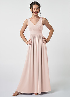 Azazie Keyla Junior Rose Petal A-Line Pleated Chiffon Dress image1