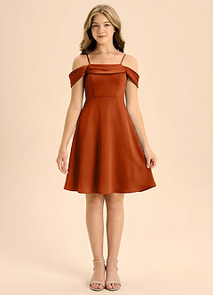 Azazie Anselie Junior Klä av A-Line i Stretch Satin Plisserad image3