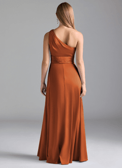 Azazie Dallas Brautjungfernkleider A-Linie One-Shoulder Stretch-Satin Kleid Kanel image2
