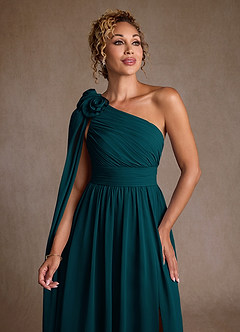Azazie Lancaster Abiti per la Madre della Sposa Abito A-Line in Chiffon Monospalla Pino image6