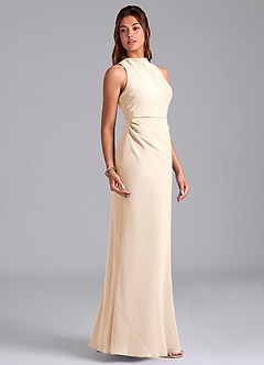 Azazie Evadne Bridesmaid Dresses White Alabaster A-Line Pleated Chiffon Dress image4