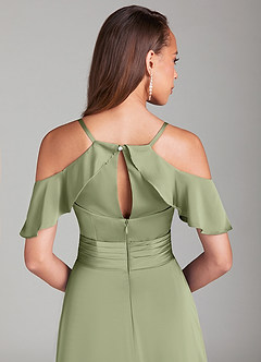 Azazie Dakota Jurken voor bruidsmeisjes Jurk van Stretch Satijn met A-lijn Off-shoulder Tuinsalie image6