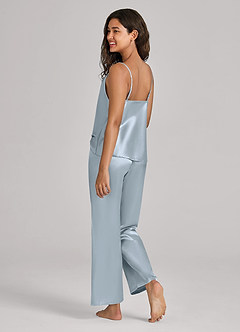 front Matching Color Satin Cami Pants Pajama Set
