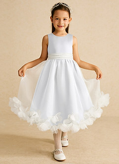 Azazie Stardust Flower Girl Dresses White A-Line Sleeveless Organza Dress image1