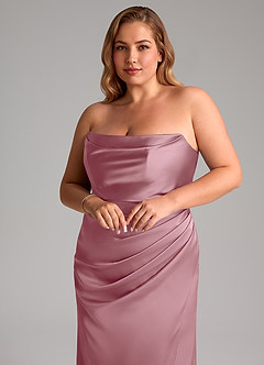 Azazie Leonis Bridesmaid Dresses Vintage Mauve Mermaid Pleated Stretch Satin Convertible Dress image12