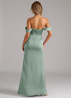Azazie Johana Bridesmaid Dresses Agave Mermaid Off the Shoulder Stretch Satin Convertible Dress image4