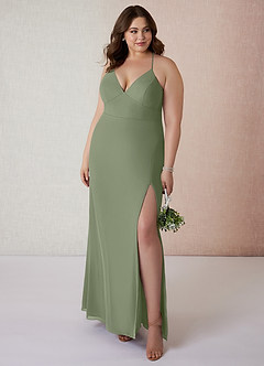 Azazie Becca Final Sale Dark Navy Sheath V-Neck Chiffon Dress image7