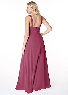 Azazie Jay Bridesmaid Dresses A-Line Square Neckline Side Slit Chiffon Floor-Length Dress image2