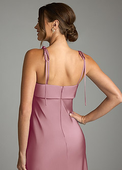 Azazie Ellia Bridesmaid Dresses Vintage Mauve Sheath Bow Stretch Satin Dress image6