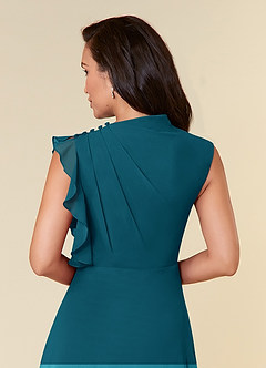 Azazie Narine Mother of the Bride Dresses Ink Blue A-Line High Neckline Pleated Chiffon Dress image7