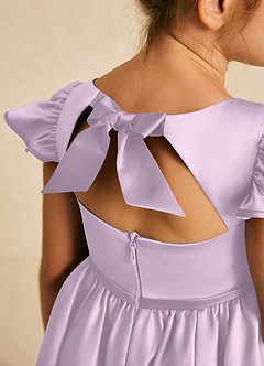 Azazie Sugar Plum Robe Demoiselle D'honneur Fillette Robe Trapèze en Mat Satiné Arc Frostiges Flieder image4