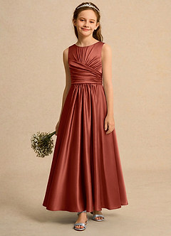 Azazie Ducky Girls Formal Flower Girl Klänningar Klä A-Line i Stretch Satin Plisserad image4