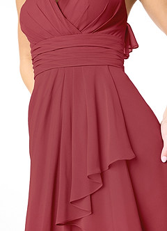 Azazie Aviv Bridesmaid Dresses Pomegranate A-Line Pleated Chiffon Dress image4
