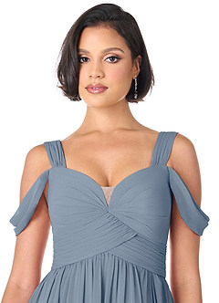 Azazie Lianne Bridesmaid Dresses Twilight A-Line Off the Shoulder Chiffon Dress image5