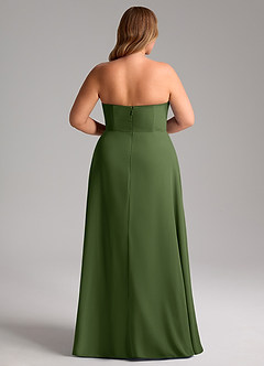 Azazie Wren Bridesmaid Dresses Olive A-Line Side Slit Chiffon Convertible Dress image15
