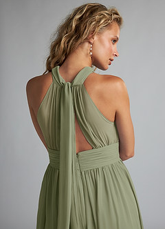 Azazie Camella Final Sale Cabernet A-Line Pleated Chiffon Dress image6