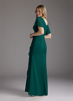 Azazie Song Mother of the Bride Dresses Pine Mermaid V-Neck Pleated Stretch Chiffon Dress image5