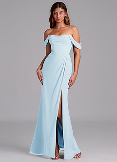 Azazie Johana Bridesmaid Dresses Sky Blue Mermaid Off the Shoulder Chiffon Convertible Dress image7