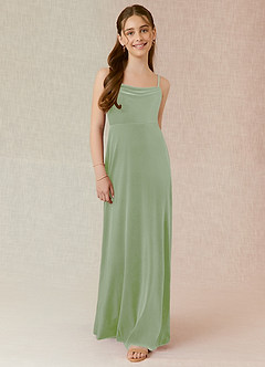 Azazie Solange Junior Dusty Sage A-Line Velvet Dress image5