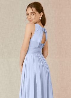 Azazie Bibiane Junior A-Linie Plissee Chiffon Kleid Eis image8