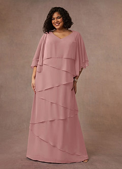 Azazie OHara Mother of the Bride Dresses Dusty Rose A-Line V-Neck Chiffon Dress image10