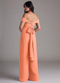 Azazie Lamara Bridesmaid Dresses Sunset Off the Shoulder Chiffon Convertible Jumpsuit image5