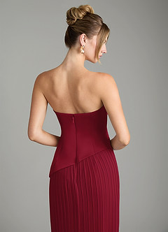 Azazie Tierney Bridesmaid Dresses Burgundy A-Line Strapless Chiffon Convertible Dress image12