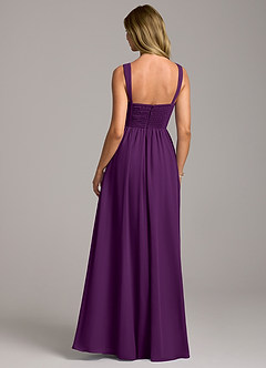 Azazie Rosaline Bridesmaid Dresses Grape A-Line Side Slit Chiffon Dress image6