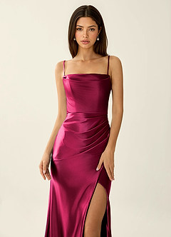 Philomena Wine Corset Stretch Satin Mermaid Prom Dress image4