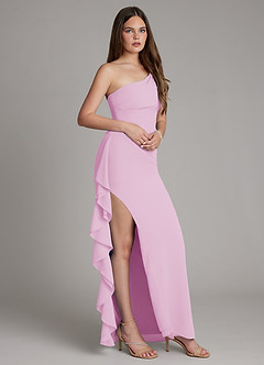 Azazie Latrice Suknie dla druhen Osłona Marszczony Szyfon Do ziemi Sukienka image1