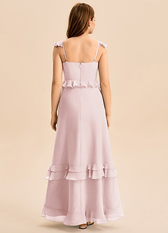 Azazie Tavie Junior Blushing Pink A-Line Ruched Chiffon Dress image2