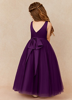 Azazie Marybell Flower Girl Dresses Grape A-Line Bow Tulle Dress image2