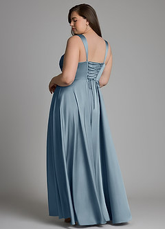 Azazie Azaria Bridesmaid Dresses Dusty Blue A-Line Corset Stretch Satin Dress image8