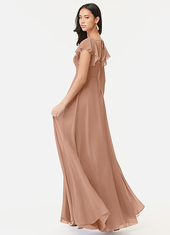Azazie Bondi Bridesmaid Dresses Champagne Rose A-Line Ruffled Chiffon Dress image5