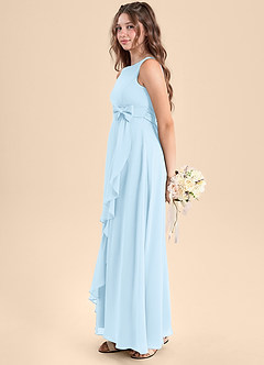 Azazie Lilenne Junior Sky Blue A-Line Bow Chiffon Dress image4