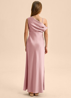 Azazie Emerson Junior Abito Tubino in Raso Elasticizzato a Spalla Scoperta Rosa Polverosa image2