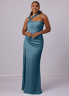 Barbie ♥ Azazie Brautjungfernkleider Meerjungfrau-Linie One-Shoulder Stretch-Satin Kleid Bermudablau image6