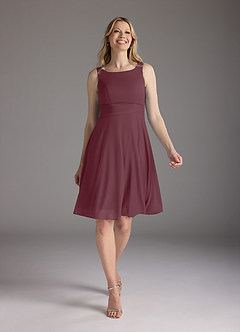 Azazie Sunny Mother of the Bride Dresses Cabernet A-Line Pleated Mesh Dress image5