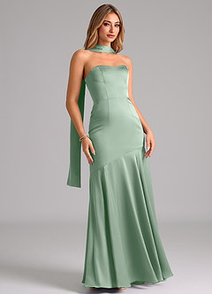 Azazie Shiloh Bridesmaid Dresses Agave Mermaid Strapless Stretch Satin Convertible Dress image3