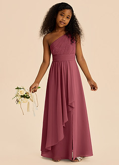 Azazie Skye Junior A-Linie Plissee Chiffon Kleid Merlot image2