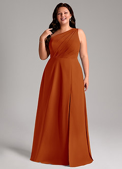 Azazie Phaedra Bridesmaid Dresses Paprika A-Line One Shoulder Chiffon Dress image13