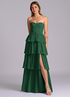 Azazie Faye Bridesmaid Dresses Dark Green A-Line Sweetheart Neckline Chiffon Dress image4