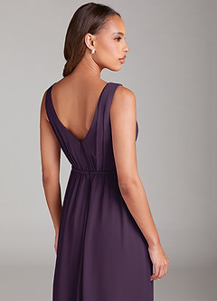 Azazie Tanicia Bridesmaid Dresses Plum A-Line Pleated Chiffon Dress image6