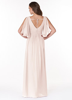 Azazie Temeka Robes de demoiselle d'honneur Robe Trapèze en Mousseline de soie Rayé Rose Pétale image2