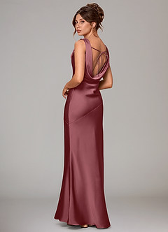 Azazie Rylina Vestidos de damas de honor Vestido de Rosa Del Desierto de Satén Elástico de Corte Sirena image4