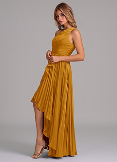 Azazie Lyrica Bridesmaid Dresses Butterscotch A-Line One Shoulder Stretch Satin Dress image5